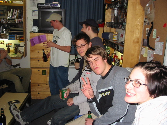 Pre-pub beers in Ben and Brendan's room...
