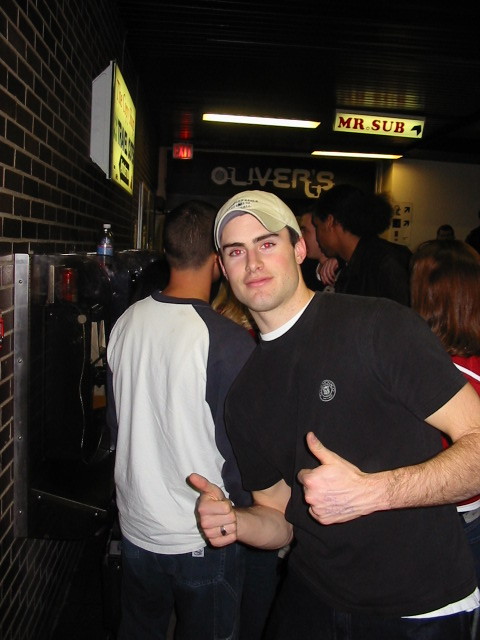 Brett looking pretty happy to be finally getting in...