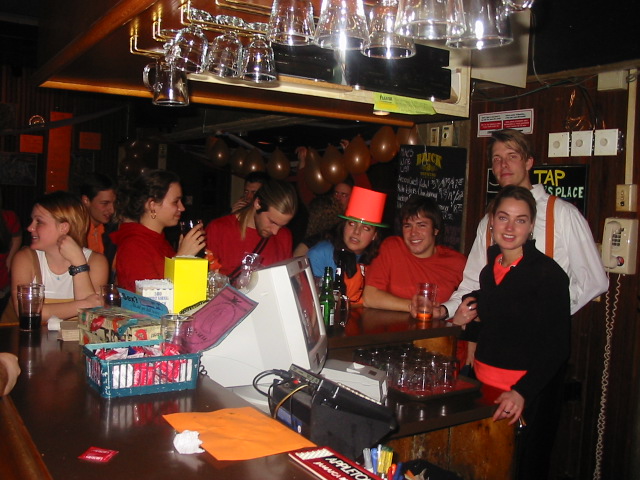 A great effort was put in decorating the bar in Orange!  (I think that is the Dutch 'national colour').