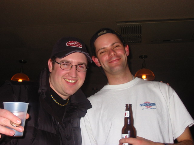 Me and Paul (the bloke me and Tim started drinking with at 2pm for no reason) at Olivers.  